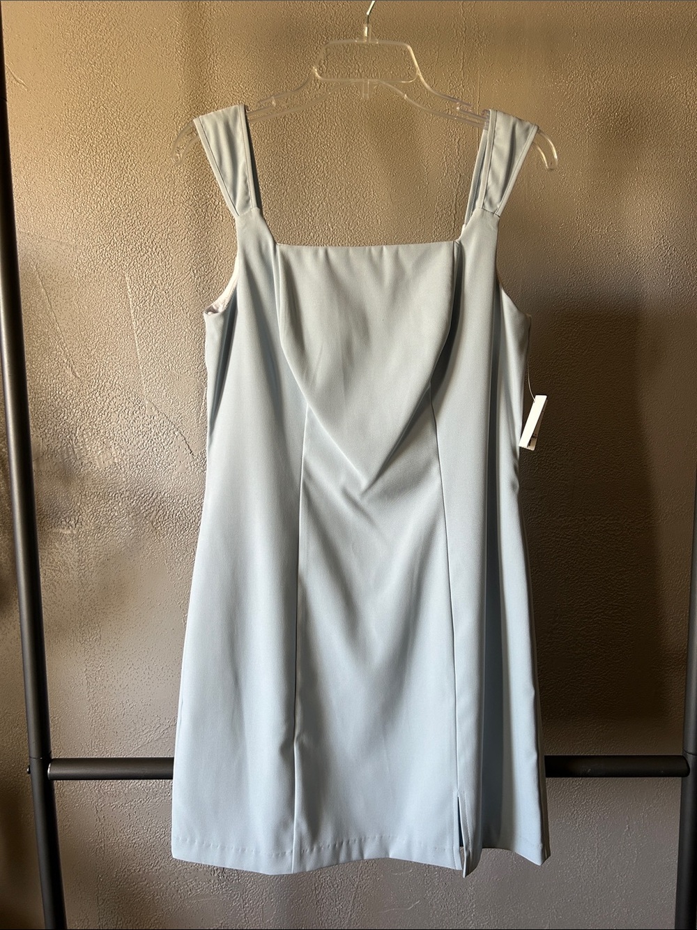 Square-Neck Midi Dress in Pale Blue